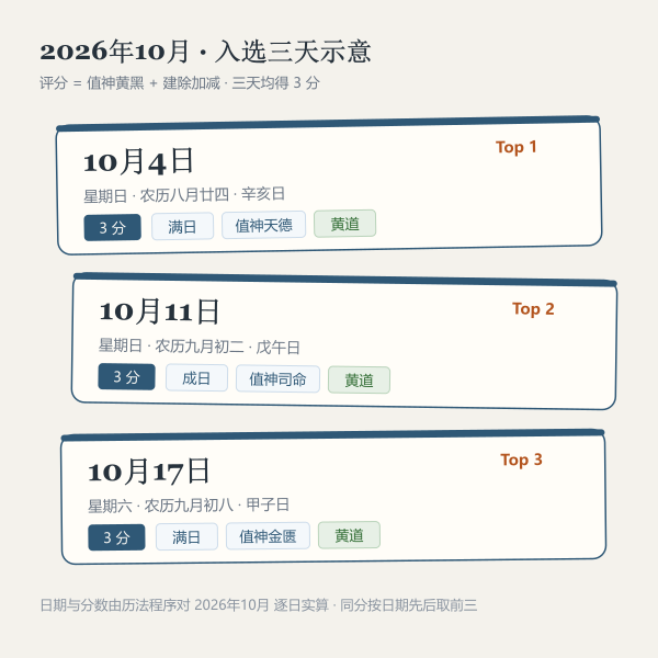 2026年10月入选三天示意