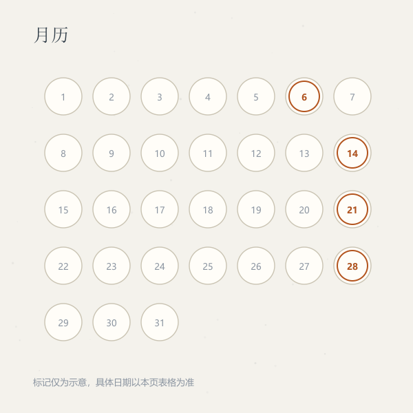月历吉日标记示意图